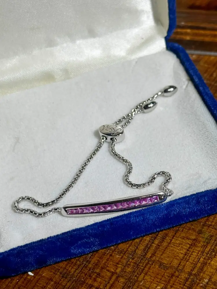 Sterling Silver Pink Sapphire Bracelet