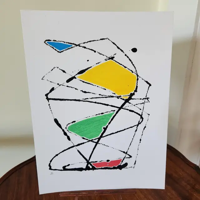 Marble Art On Watercolor Paper Original Signed By The Artist Unframed 8