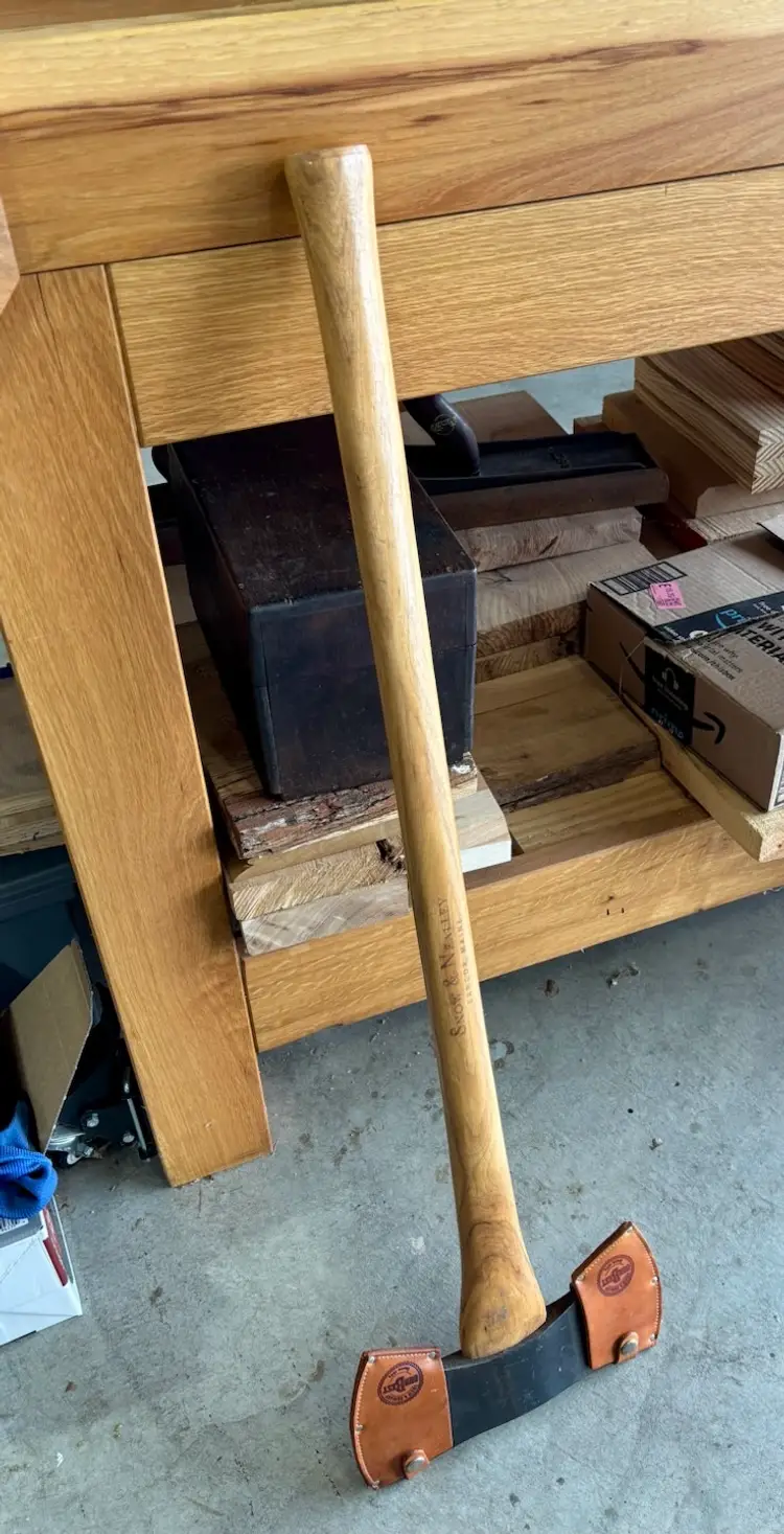 Snow & Nealley "Our Best" Double Bit Axe with Snap Closure Leather Sheaths Mint