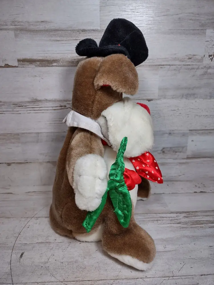 VTG Dan Dee Hobo Dog Animated Plush w/ Rose Top Hat Valentines *PARTS/REPAIR*