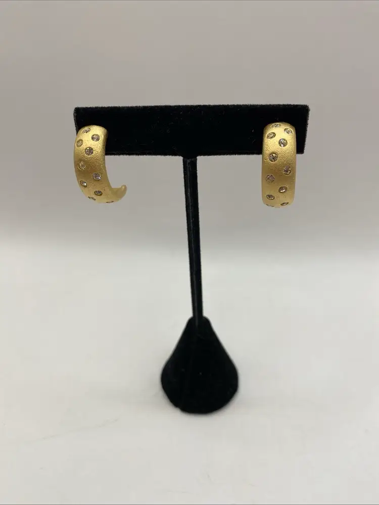 Swarovski Metallic Gold With Crystals Half Hoop Pierced Earrings