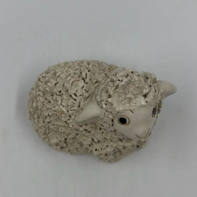 Vintage White Glazed Textured Popcorn Lamb/Sheep Art Pottery
