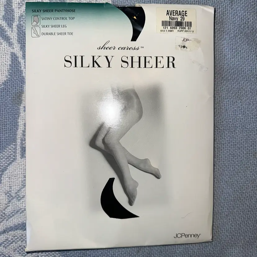 NIP Women’s Average JC Penny Sheer Caress Silky Sheer Pantyhose Navy Blue