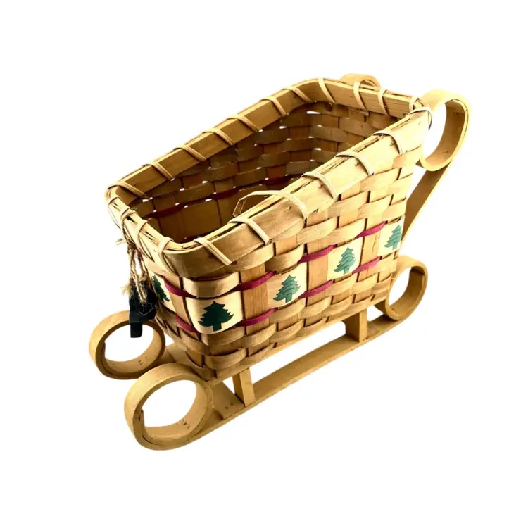 Vintage Wicker Sleigh Decoration Use For Cards 9.25” Tall x 12” Long x 6” Wide