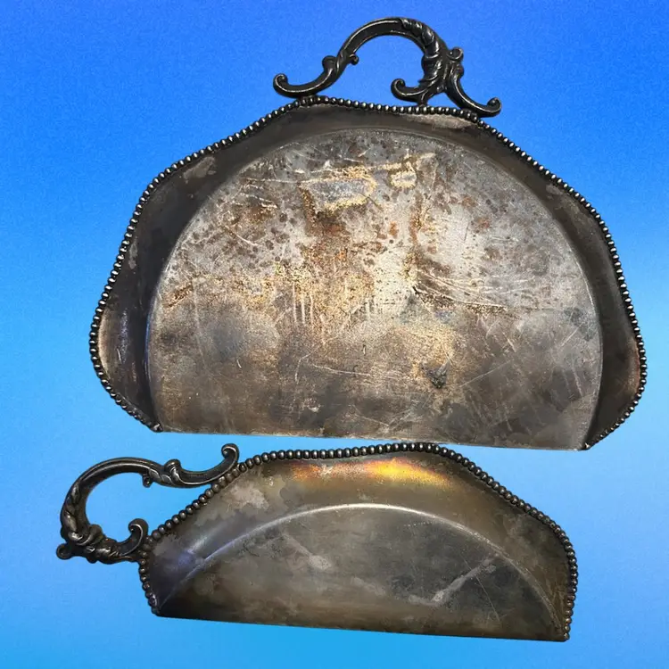 Vintage 2 Pc Silent Butler Crumb Catcher Table Dustpan Superior Silver Plate Co