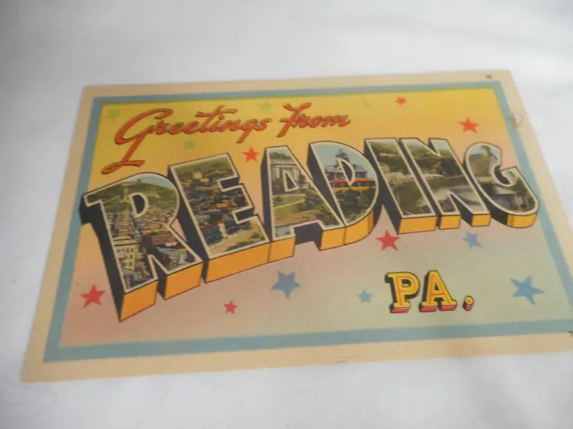 Vintage 1950s Linen Postcard Greetings From Reading Pennsylvania Berks County
