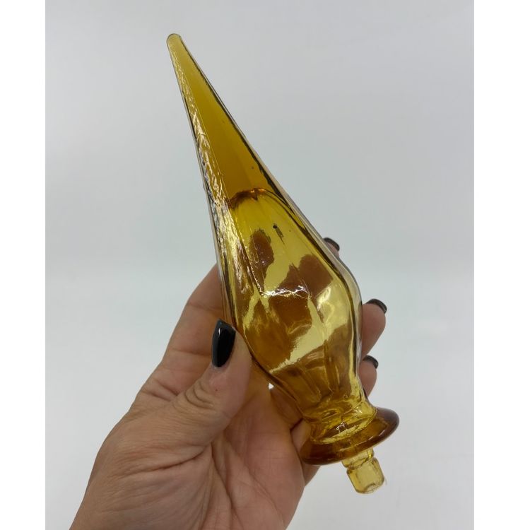 MCM Empoli Amber Optic Swirl Art Glass Genie Bottle 23”