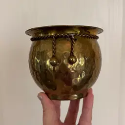 Vintage Brass Small Rope Detail Planter