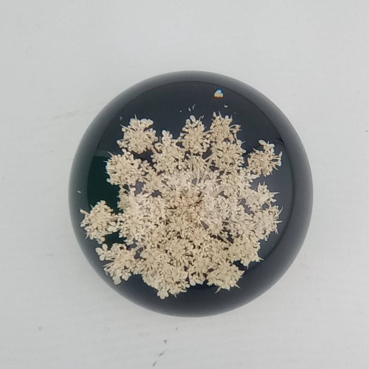 Vintage acrylic Queen Anne's lace paperweight