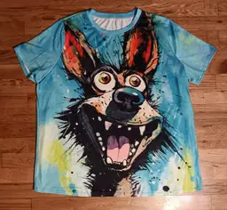 Happy Pyscho Dog t-shirt All Over Print NEW nwot Puppy tie dye 2XL animal