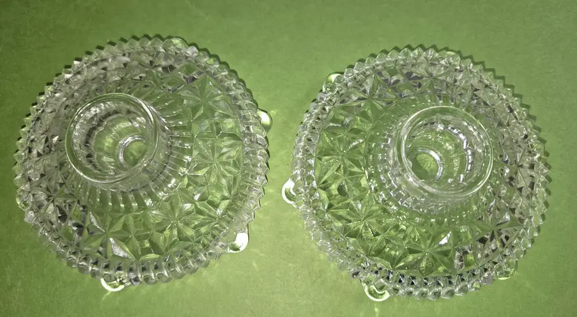 Vintage Anchor Hocking Stars and Bars Candle Stick Holders