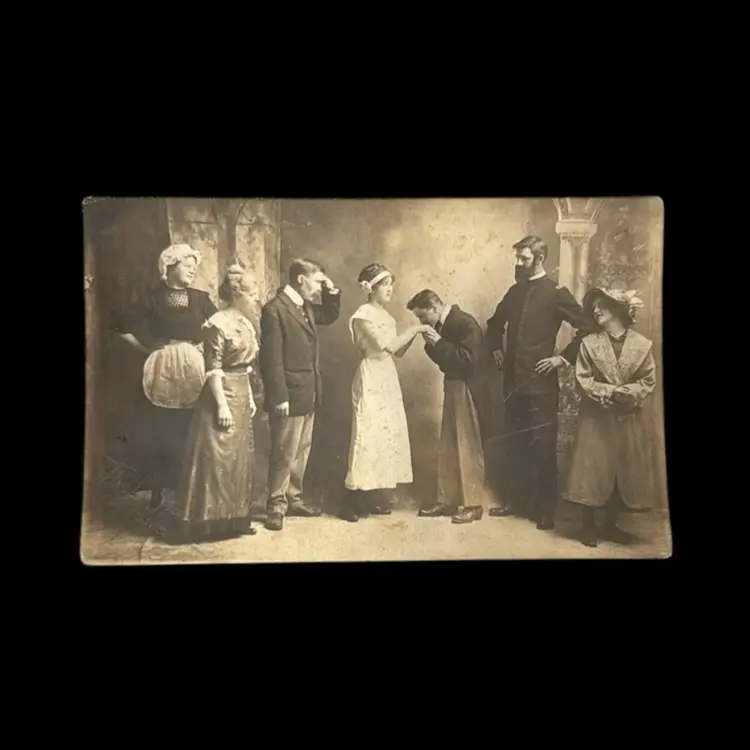 Antique Victorian Postcard Romantic Scene The L. Studios Oconto, Wis. 5.5”x 3.5”