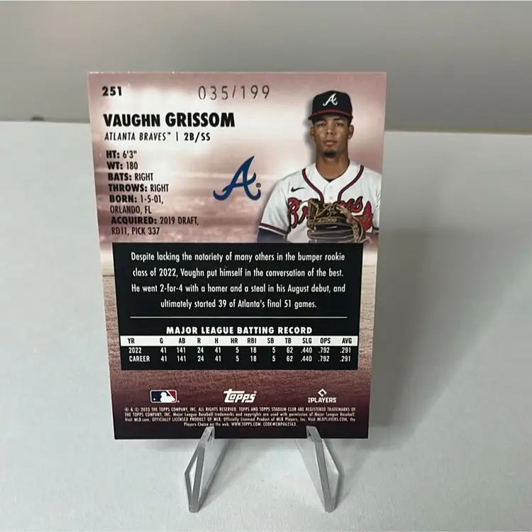 2023 Topps Stadium Club Vaughn Grissom RC Orange /199 Baseball Card 