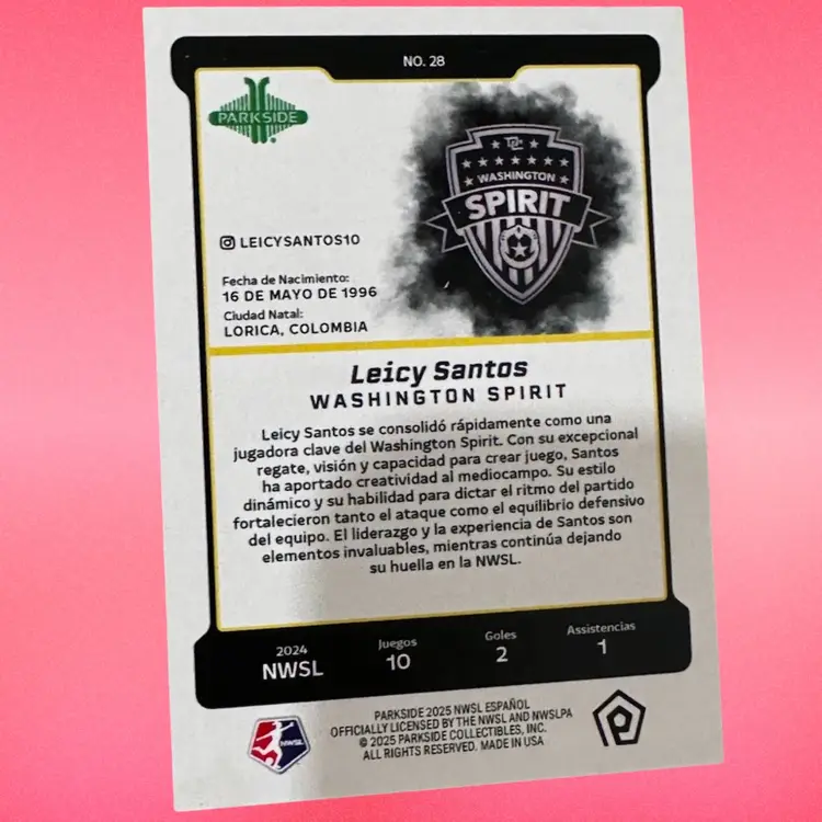 Lacey Santos /25 Red 2025 Parkside en Español Washington Spirit