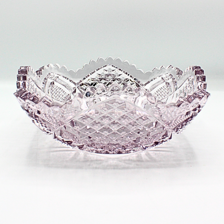 Antique EAPG Amethyst Lavender Glass Bowl Duncan Diamond Pattern Scallop Edge