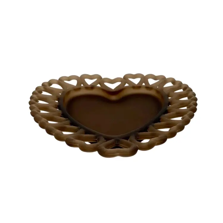 Vintage Westmoreland Glass Chocolate (Brown Mist) Glass Dish, Reticulated Hearts