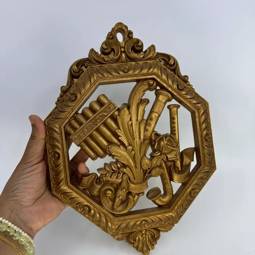 Vintage Homco Syroco Dart Gold Music Hanging Plaque 12”