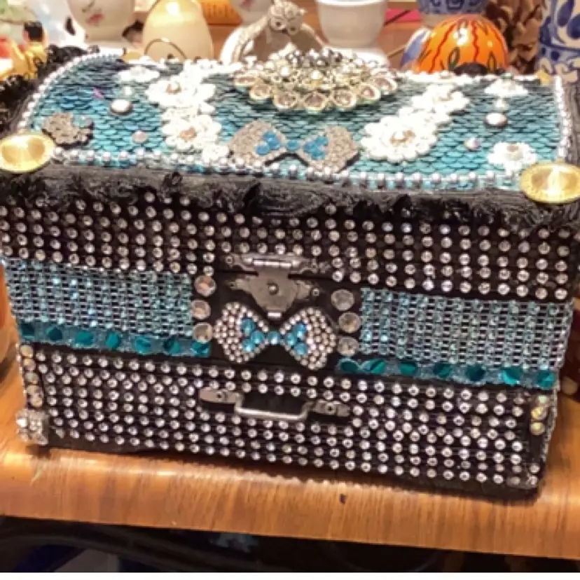 #01 - Handcrafted By Me One Of A Kind Jewelry Box Decorated With Jewelry And All Kinds Of Bling