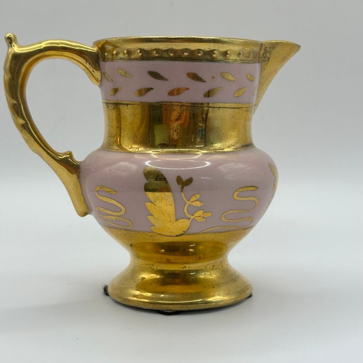 #645 Vintage Pink And Gold Lenore, Hand Painted, Luster Wear Picture, Copper, Bronze, Pink, T2-1218