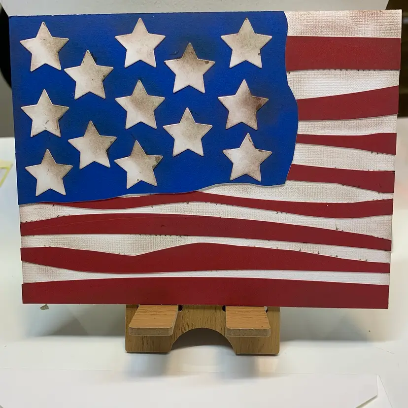 4th Of July Antique Looking Flag Greeting Card
