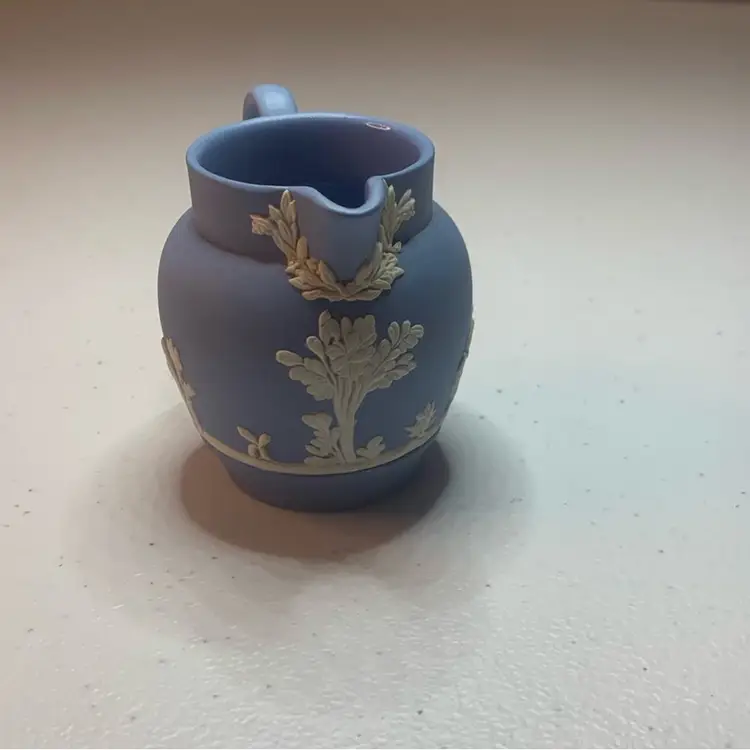 1958 Wedge wood Lt Blue And White Jasper Ware Miniature Jug Made In England
