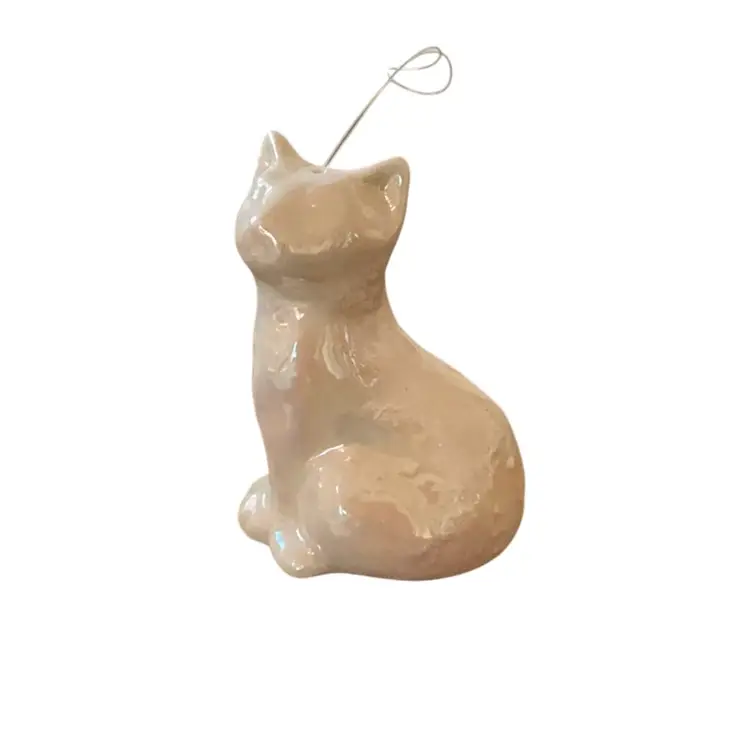 Iridescent White Cat Ornament