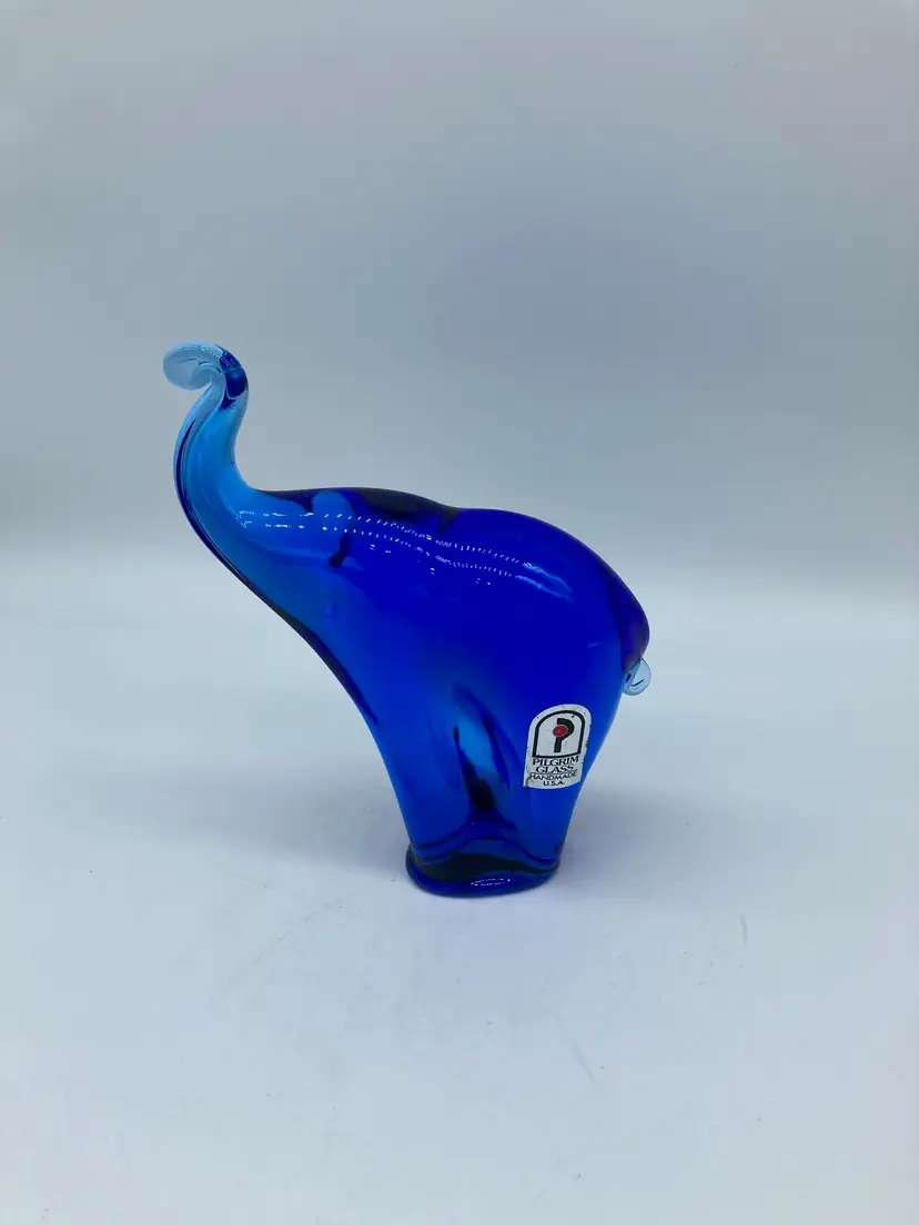Vintage Pilgrim Glass, Hand Blown Cobalt Blue Elephant