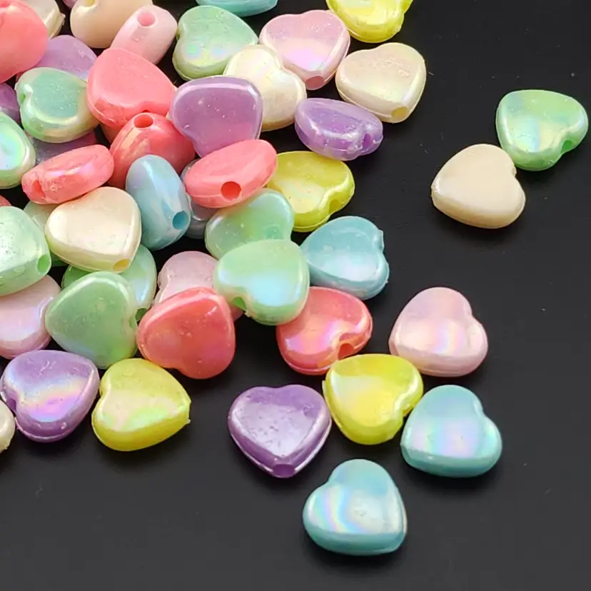 100pcs Acrylic Heart Beads 11x10MM Mixed Colors #BC103