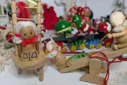 Vintage Lot Of Assorted Christmas Ornaments/ Decorations Wood Plastic