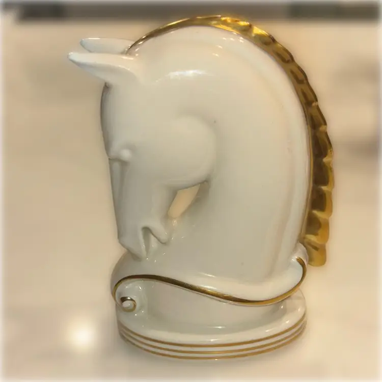 American St. Regis Porcelain Horse Head Statue Bust Single Bookend MCM Vintage
