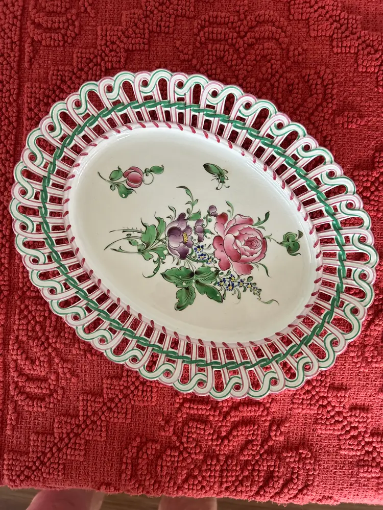 Luneville Pierced edge and Floral decorative Platter