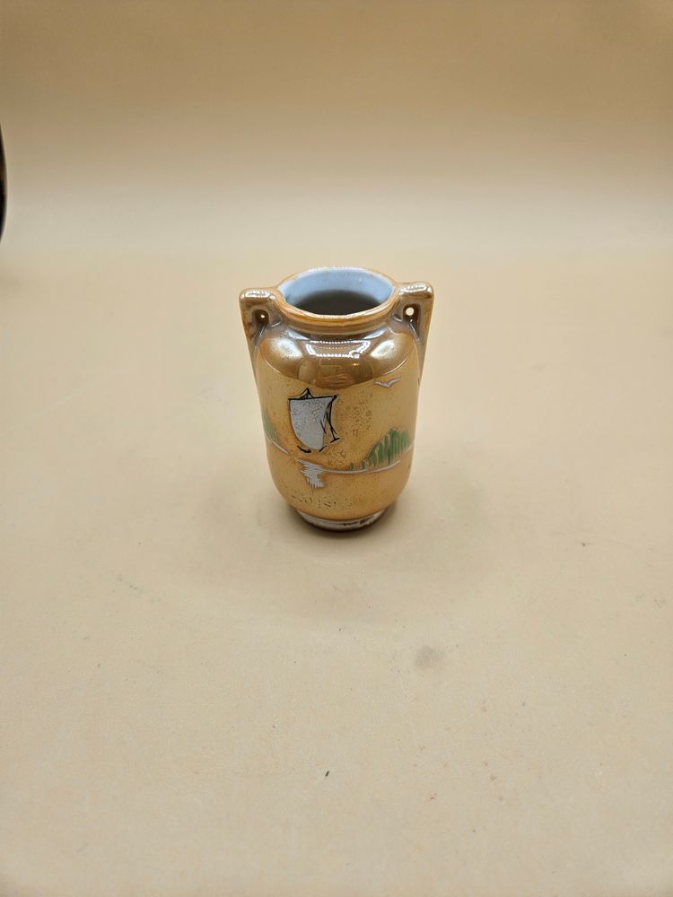 Peach Lustreware Small 3"H Vase, some wear, Japan