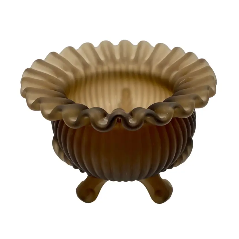 Hard to Find Westmoreland Chocolate Brown Mist Satin Glass Rose Bowl, 3 Legs