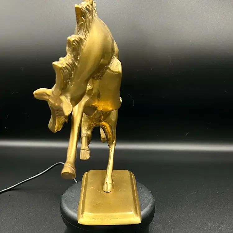 Vintage Horse Rearing/ Bucking Heavy Brass Figurine 13" Solid.