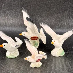 Vintage Bone China Miniature Seagull Figurines Set Of 4