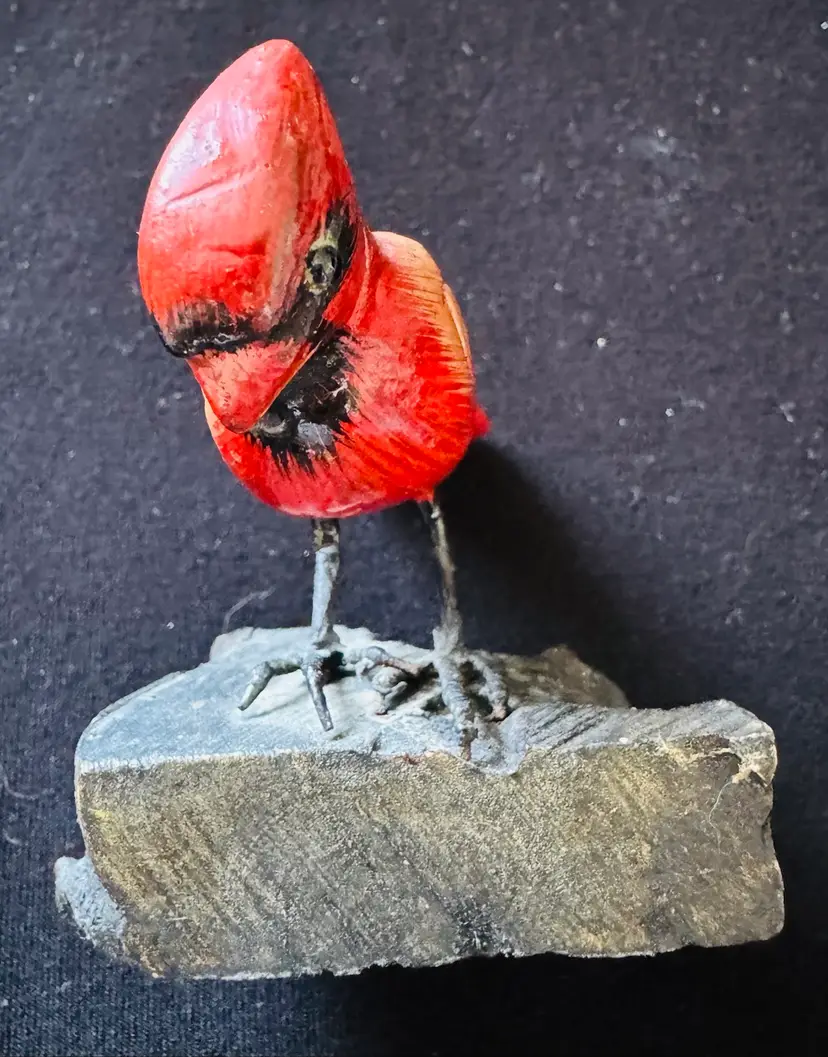 Miniature Hand Carved and Painted Cardinal