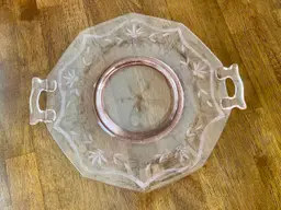 Vintage Pink Glass Double Handle Serving Plate