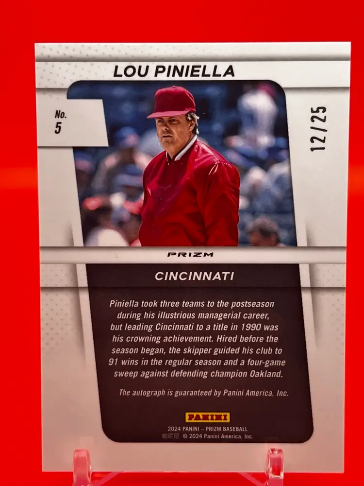 2024 Panini Prizm Lou Piniella Auto Cincinnati Reds