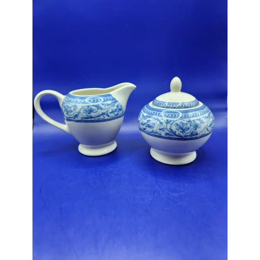 Churchill Blue and White Sugar and Creamer Set - Columbia