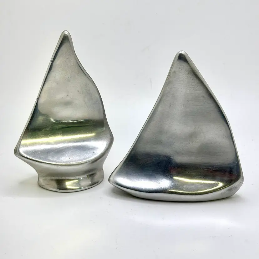 Pair of Hoselton Aluminum Sailboat Boat Sculptures #684 & #685
