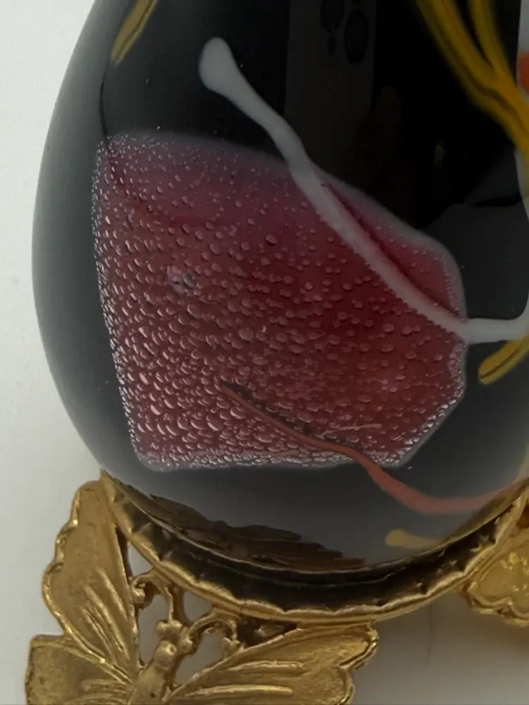 Mount Saint Helen Ash Black Glass Abstract Egg Paperweight