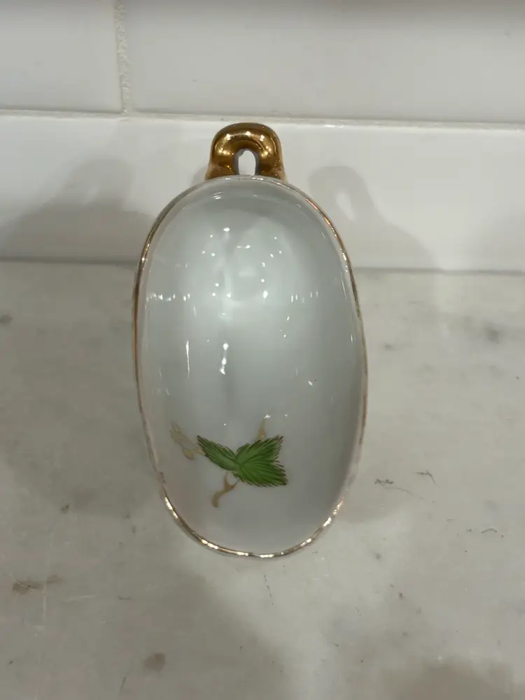 Elegant Green And Gold Porcelain Sugar Or Creamer