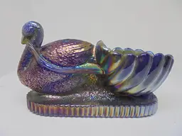 St.Clair Swan Carnival Glass Salt Cellar/Toothpick Holder Perfect Condition Cobolt Glass