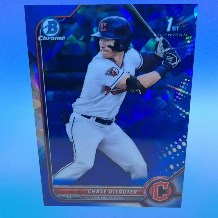 2022 Bowman Draft Chrome Chase DeLauter 1st Rookie Blue Refractor #BDC-49 Cleveland Guardians