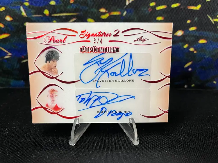 Sylvester Stallone & Dolph Lundgren 2024 Rocky 4 Leaf Pop Century Pearl Red /4