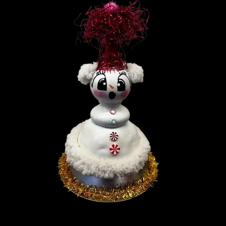 Made By Me Drnksuzy Original Kitschy Anthropomorphic Snowman Lady Christmas Holiday Decor Winter