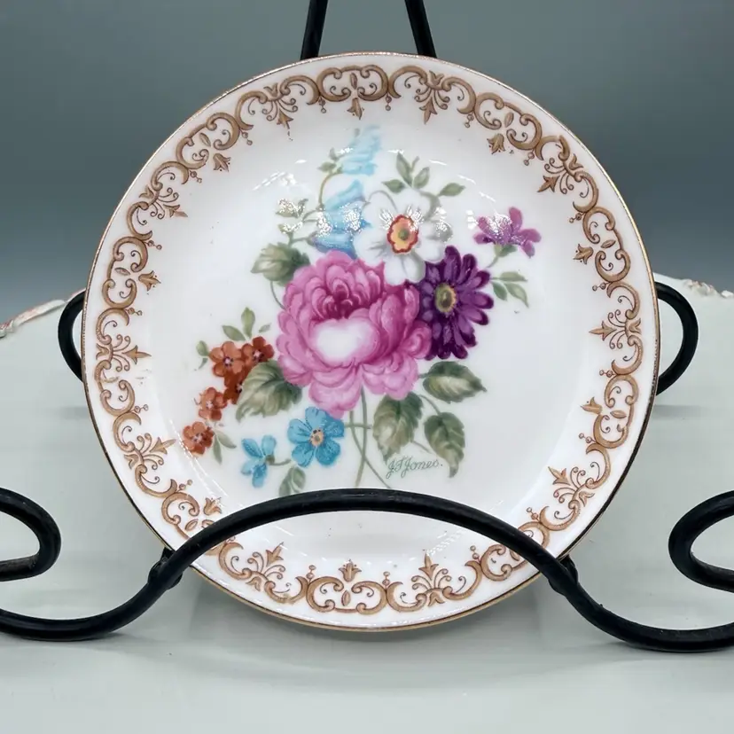 Small Vintage Crown Staffordshire Bone China Butter Pat/Trinket Dish 4”