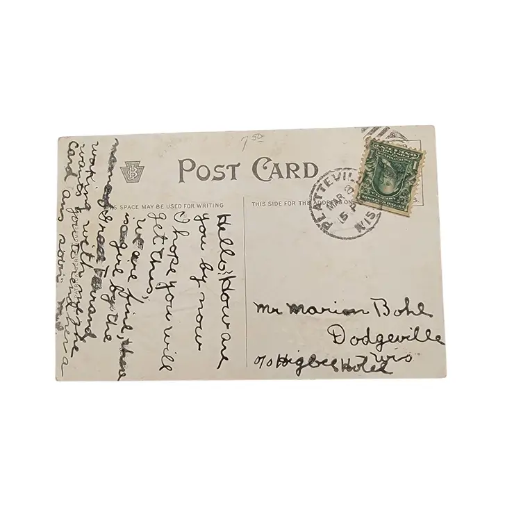 St Patricks Day Postcard "Emblems Of Erin" Vintage 1900s Irish Harp Lady Clover Design