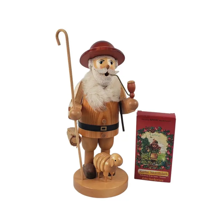 Vintage Seiffen Erzgebirge Incense Smoker Large 9 3/4" Shepherd Handmade in Germany