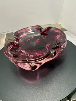 Vintage Murano Handblown Cranberry Glass Ashtray/Trinket